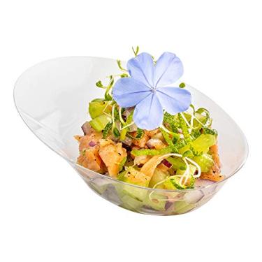 Imagem de Prato de elipse de plástico transparente oval - 10 x 7,6 x 3 cm - caixa com 50 unidades