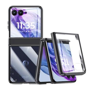 Imagem de Clatoxi Capa transparente para Motorola Razr 50 Ultra com protetor de tela integrado e proteção de dobradiça, capa fina à prova de choque para Motorola Razr+ 2024 (preto)