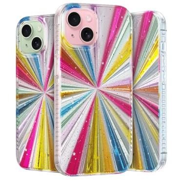 Imagem de LONLI Capa Hue para iPhone 15 - [Amortecedor absorvente de choque de 360°] - [Capa de telefone fofa e exclusiva para meninas e mulheres] - Portal cósmico