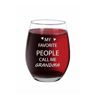 Imagem de Taça de vinho sem haste My Favorite People Call Me Grandma 425 g, presente exclusivo para netos, presentes de Natal e aniversário de gravidez para vovó, avó, avó