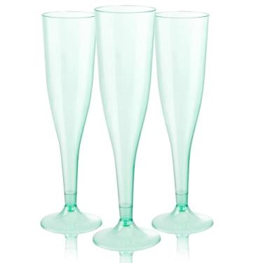 Imagem de WDF Pacote com 36 taças de champanhe de plástico verde transparente - 200 ml taças de champanhe verdes de plástico, taças de champanhe descartáveis para festa e casamento