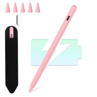 Imagem de iPad Pencil, caneta Stylus para iPad 9ª 10ª geração com rejeição de palma, carregamento rápido para iPad 10/9/8/7/6ª geração, iPad Air 5/4/3, iPad Pro 11/32.8 cm (2018-2022), iPad Mini 5/6 (rosa)