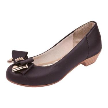 Imagem de Sapatilha Salto Infantil Menina Laço Triplo Preto - Raniel Calçados, 3