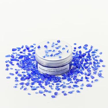 Imagem de Lascas de vidro quebrado azul escuro, cristais de 3 a 6 mm, vidro triturado brilhante, para artesanato em resina/vaso de peixes/base de vela, enchimento de pedra cintilante, ou peças de vidro