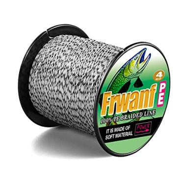 Imagem de FRWANF Linha de pesca trançada de 4 fios - sem desbotamento - elasticidade zero - baixa memória, 0,20 mm/9 kg pesca no mar, pesca no lago, pesca no rio, água salgada, linha de pesca em fibra UHMWPE, preto e branco (não desbota)