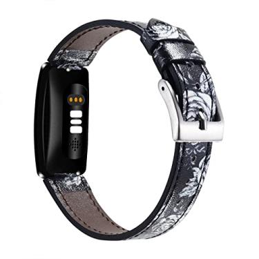 Imagem de Pulseiras de couro genuíno compatíveis com Fitbit Inspire 3/Inspire 2/Inspire HR/Inspire, pulseiras de substituição clássicas com liberação rápida para mulheres e homens, rosa cinza