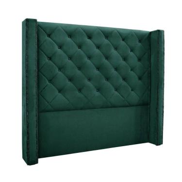 Imagem de Cabeceira Cama Box Queen 160cm e Recamier Vicenza Veludo S04 Cor Verde