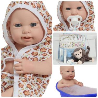 Imagem de Boneco Reborn Recém Nascido Enxoval Completo Saída de Banho - Cegonha 