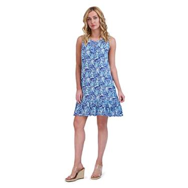 Imagem de Stella Parker Roupa de viagem feminina casual de verão com FPS leve, vestido de verão para praia, férias e vestido de Páscoa, Azul-escuro, M