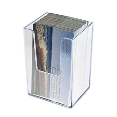 Imagem de SOURCEONE.ORG Porta-cartões de visita vertical de bolso único de acrílico transparente premium