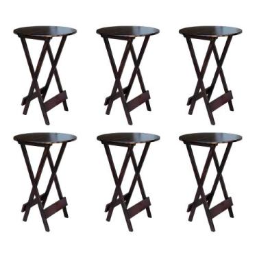 Imagem de Kit 6 Mesas de Madeira Bistrô Dobravel Ideal para Bar e Restaurante Im