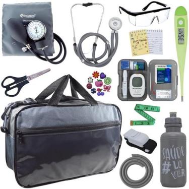 Imagem de Kit Enfermagem Medidor Glicose Aparelho de Pressão Esteto Multi Incote