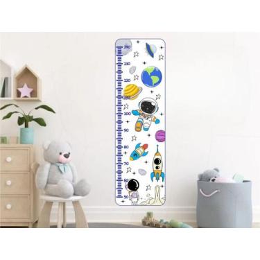 Imagem de Adesivo de Régua de Crescimento Astronauta Planetas Foguete - adesivos