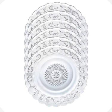 Imagem de Conjunto 06 Pratos Fundo Vidro Resistente Transparente 23cm - Ladiv Co