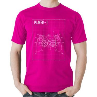 Imagem de Camiseta Algodão Player 1 Controle Joystick - Foca na Moda, Rosa, M