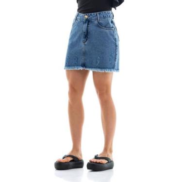 Imagem de Saia Jeans Feminina Arauto Mom - ARAUTO JEANS, Azul, 38