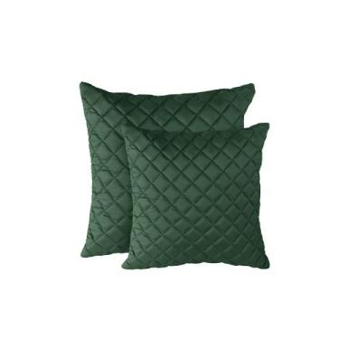 Imagem de Kit 2 Almofadas Tressê 50x50cm e 40x40cm Veludo Verde - Nexta Casa