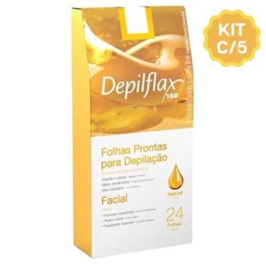 Imagem de Kit 5 Caixas Folhas Prontas Cera Depilatória Depilação Facial Depilfla
