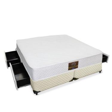 Imagem de Conjunto Dabe Hotel KING Box 4 Gavetas Bege - Molas Ensacadas - 193x20