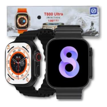 Imagem de Relógio T800 Ultra Preto Faz Ligações e Notificações de Redes Sociais 