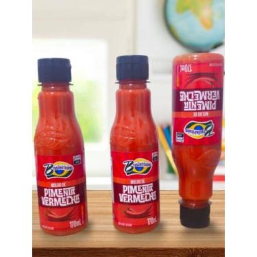 Imagem de Molho de Pimenta Vermelha Brasileiríssimo Kit 03 Unidades de 170 ML - 