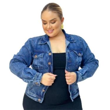 Imagem de Jaqueta Jeans Feminina Casaco Plus Size Modelo Curve G1 ao G4 - Karha 