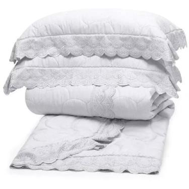 Imagem de Kit Colcha Cobreleito Queen Renda Sonata 3 Peças Buettner, ., BRANCO