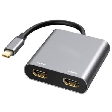 Imagem de Sartyee Adaptador USB C para HDMI, Cabo Duplo HDMI USB C Multi-Monitor, Conversor de Áudio 1080p, Para PC, Laptop, Suporta Windows XP 7/8/8.1/10/11