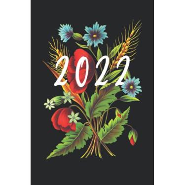 Imagem de Calendar 2022: year planner weekly overview | week start Monday | 6x9" appx A5 compact easy to carry | 2022 | January to December | UK holidays ... and scheduler for 1 year | Flowers lovers art