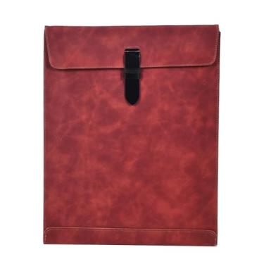 Imagem de QiXin Pasta de arquivo de couro marrom, tamanho carta, organizador de arquivos, pasta de documentos importante, organizador de documentos, capa para notebook, pasta de couro para armazenamento de