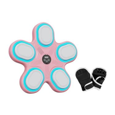 Imagem de Pegciuho Máquina de boxe musical, treinador de socos interativo, alvo de boxe, almofada de socos para caratê, Rosa