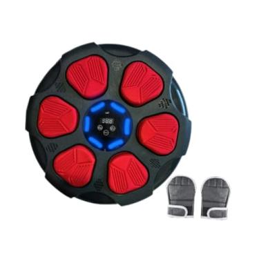 Imagem de Vaveren Máquina de boxe musical, treinador de boxe, montagem na parede, máquina de perfuração, boxe eletrônico, alvo de parede para prática de karatê, Vermelho Preto Tem Luvas