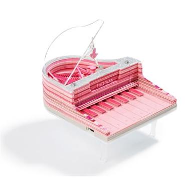 Imagem de Piano Calendário de mesa 2025, Calendário 3D 2025, Bloco de notas de arte DIY Carving Notepad, para presente de decoração de escritório em casa (Pink)