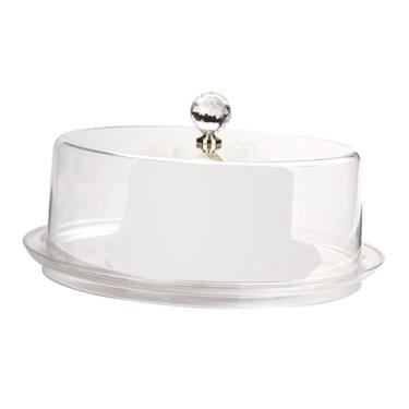 Imagem de ＫＬＫＣＭＳ Suporte para Bolo com Cúpula de Acrílico, Prato Redondo para Servir, Bandeja de Sobremesa para Eventos, 34x34x13cm