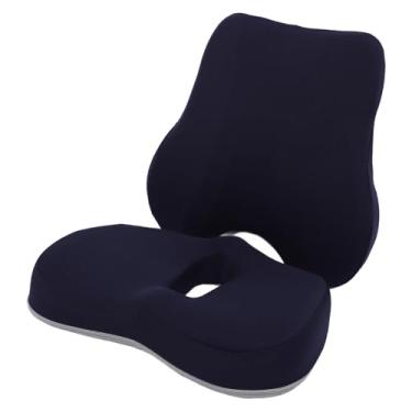 Imagem de Almofada Traseira para Cadeira de Espuma Viscoelástica, Almofada de Assento e Conjunto de Travesseiro de Suporte Lombar para Escritório, Casa, Jogos, Carro e Viagens Longas, (Azul)