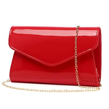 Imagem de Bolsa feminina de couro envernizado, bolsa de ombro tiracolo elegante para festa de casamento, baile de formatura, Vermelho - B, standard