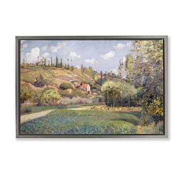 Imagem de Stupell Industries Desenho de arte de parede em tela flutuante rolante verde Hillside da CAD Designs, moldura flutuante cinza, 63 x 43 cm