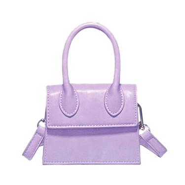 Imagem de Linda bolsa tiracolo para mulheres, meninas, alça superior, bolsa clutch, Roxa, Mini