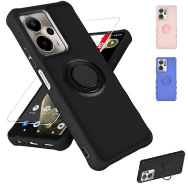 Imagem de jioeuinly Capa para celular Cricket Outlast 5G 2024 compatível com ATT AT&T Motivate Pro 5G Capa SN509 [com protetor de tela de vidro temperado] [super proteção de 2 mm] [suporte de anel] preta