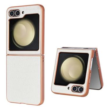 Imagem de Capa de couro com padrão para Samsung Galaxy Z Flip 6 5 4 3 Flip 5, capa macia à prova de choque, branca, para Samsung W25Flip