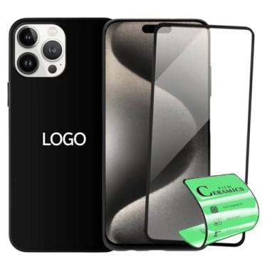 Imagem de Kit Película Premium 9D Cerâmica e Capa Capinha VELUDO preta Compatível Com iPhone 15 Pro Max