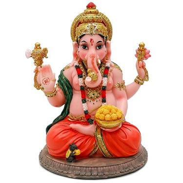 Imagem de alikiki Presentes para estátua indiana de Ganesha - 21,3 cm H Murti Estátua de Deus Hindu Ganesh Presente de Diwali para Homem Indiano Mulheres Altar Pooja Decoração Yoga Meditação Sala Decoração Casa