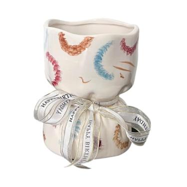 Imagem de WeiLaiKeQi Vaso de cerâmica decorativo peça central mesa decoração recipiente planta arranjo flor para festival sala estudo prateleira, Multicolorido