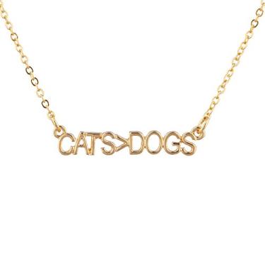 Imagem de LUX ACCESSORIES Colar dourado com pingente de placa de nome de gatos maiores cães