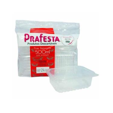 Imagem de Pote Retangular Lacre Marmita Microondas/freezer 500ml C/10 Unidades P