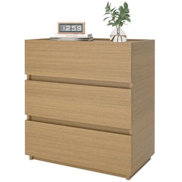 Imagem de Cômoda com 3 gavetas, gavetas de armário de 59,9 cm de largura, mesa de cabeceira de madeira para quarto, cômoda, armário de armazenamento de mesa lateral para escritório, entrada, corredor,