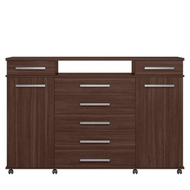 Imagem de Cômoda Sapateira 2 Portas 7 Gavetas Com Rodízios River Café Touch