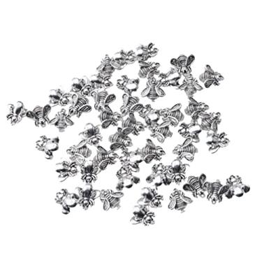 Imagem de Ruwado 50 peças de pingentes de abelha 3D de metal vintage pequenas abelhas fofas para kits de fabricação de joias, colar, pulseira, brinco, chaveiro, acessórios de projetos de artesanato DIY (prata)