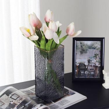 Imagem de Arranjo de Flores em Vaso de Vidro Transparente Dourado - Decoração El