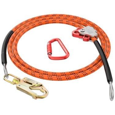 Imagem de X-R-SPORT Núcleo De Fio De Aço Flipline 1/2" X 12 Pés Proteção Contra Quedas Arborist Climbing Flip Line Corda De Escalada Em Árvores Com Gancho De Pressão Giratório De Aço Mosquetão De Trava Tripla